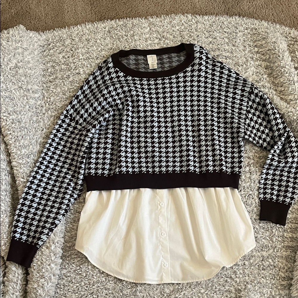 Joie Brown and Blue Houndstooth Sweater